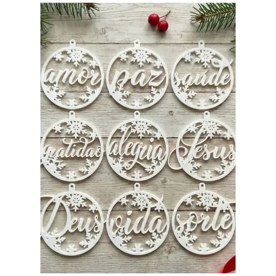 Kit Enfeites de Natal "Desejos" 🎄 Palavras 3D para Árvore (Amor, Paz, Gratidão) | Envio Imediato 🚀