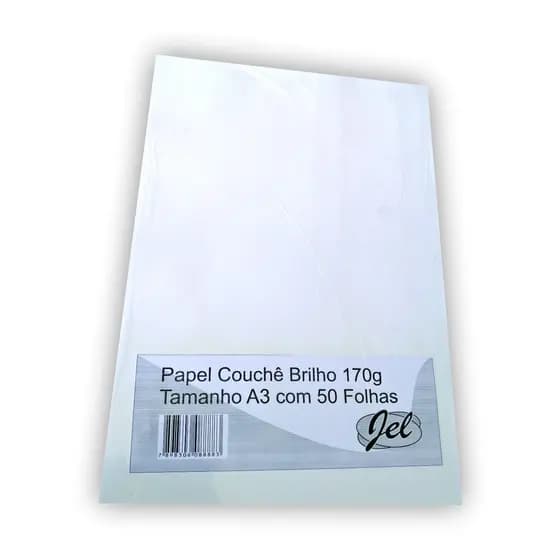 Papel Couche Brilho 170g A3 Embalagem Com 50 Folhas JEL