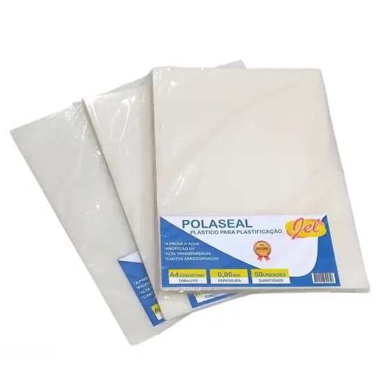 Plástico para Plastificação Polaseal Tamanho A4 125 Mícron Pacote com 50 plásticos