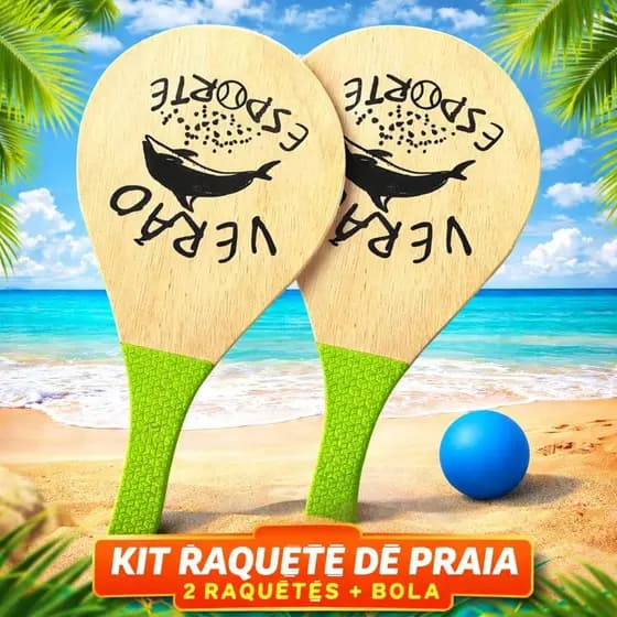kit Frescobol com raquetes e bolinha praia verão
