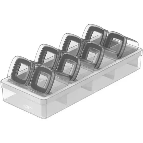 Porta Tempero Organizador De Temperos Porta Condimentos Herméticos Quadrado 9 Peças Clear OU