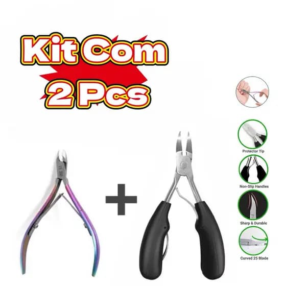 Alicate mola dupla De Cortar Unha Curvado Profissional Aço Inox + Tesoura De Unhas Para Pele Dura Morta
