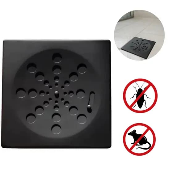 Ralo 10x10 Quadrado Preto ABS Banheiro Ralo