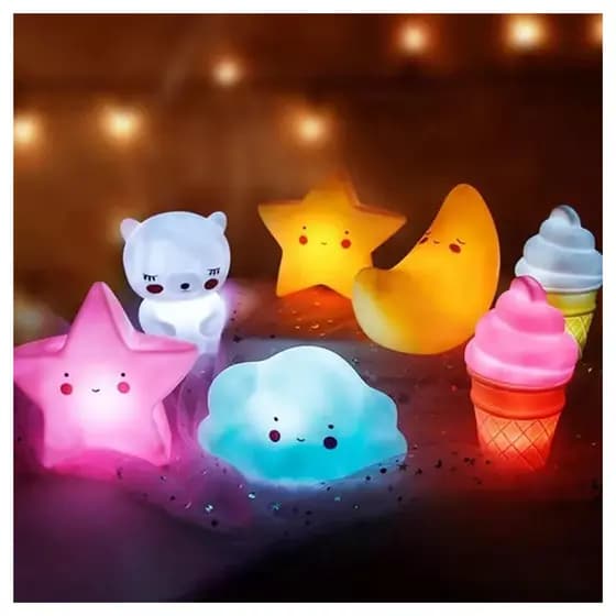 Luminária De Mesa Abajur Lua Estrela Infantil Bateria Lâmpada Led Suave Decoração Festa Lembrancinha