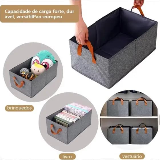 Caixa Organizadora Dobrável Multiuso Grande Organizador Roupas Guarda Roupa Armário Closet com Alça