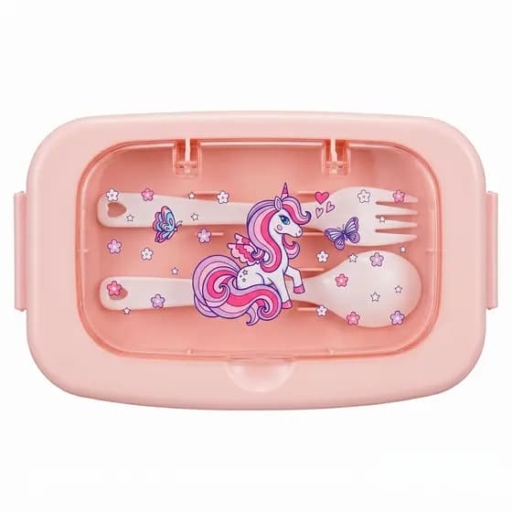 Kit Lancheira Marmita Escolar Infantil C/ Divisória Trava + Talheres Menino Menina