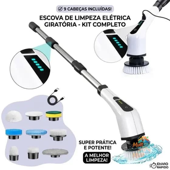 Escova Limpeza Elétrica Giratória 9 em 1 Bivolt Sem Fio Top