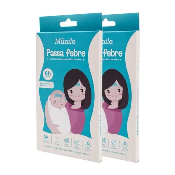 Kit c/2 Passa Febre Compressa Fria Sachê - Efeito Duradouro e Seguro para Crianças e Adultos