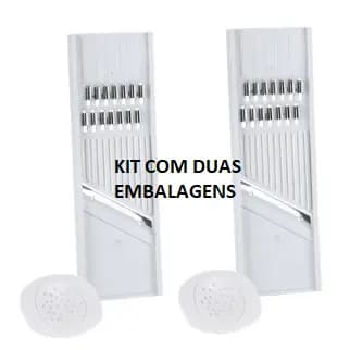 OFERTA KIT 2 Conjuntos Cortador Descascador E Apoiador Para Legumes Branco Keita Dupla Face Multiuso Universal