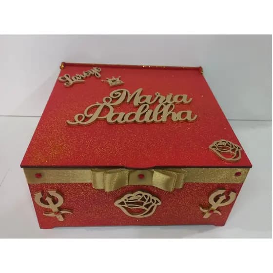 Caixa Maria Padilha de Mdf, organizadora de Guias, bijuterias,colares, pulseiras aneis + Chaveiro