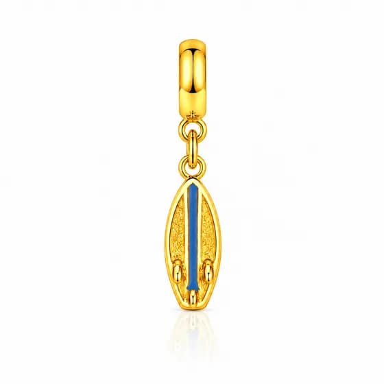 Berloque Prancha Surf Onda Banhado a Ouro 18k
