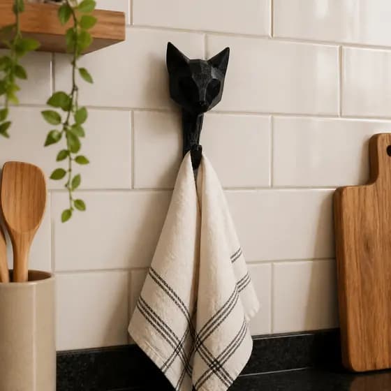 Kit 2 Ganchos de Gatos Adesivos de Parede com Fita Dupla Face 3M para Toalhas Banheiro Cozinha Quarto