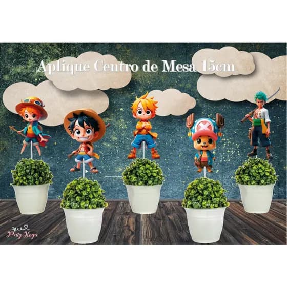 One Piece Aplique para Centro de Mesa 15cm Doces Festa Decoração