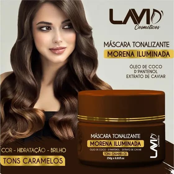 Tonalizante Morena Iluminada Lavid' 250g, para os cabelos de tons caramelos