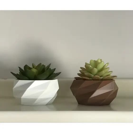 Kit 2 Mini Vasos Decorativos Geométricos Suculentas Cactos Plantas Artificiais