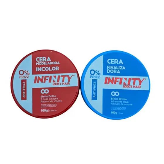 Kit Pomada Vermelha + Azul Incolor 160g - A base de água e Antifrizz - Infinity Looks Hair