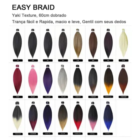 Cabelo Jumbo Easy Braid 90 G Para Tranças Várias Cores Macio e Leve