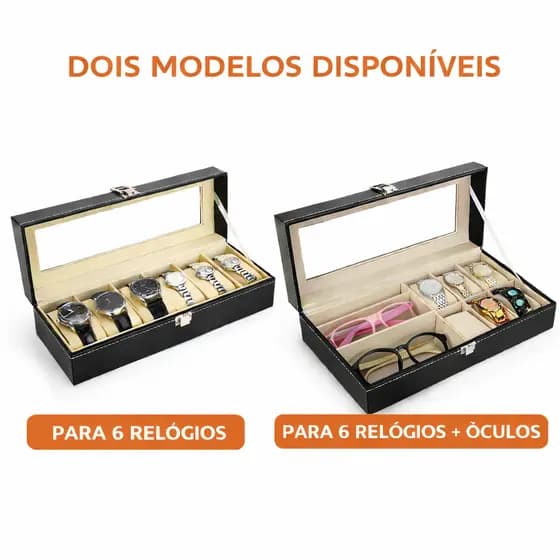 🔥 Porta Relógio e Joias Estojo Organizador Luxo Caixa veludo Caixa c/ Visor Maleta de Joias