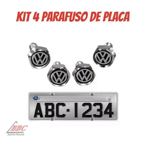 Kit 4 Parafusos De Placa Cromado com Emblema Resinado