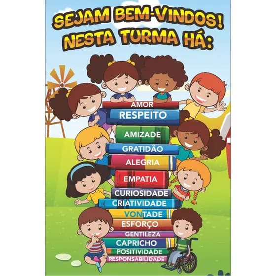 Banner TURMA Sejam Bem-Vindos Escolar decoração sala aula pedagógico Campeão de Vendas Acolhimento..