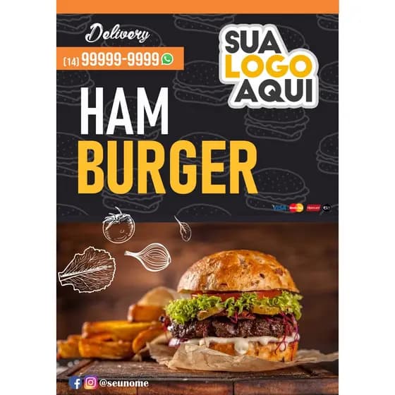 Banner em Lona lanchonete Lanches Delivery Propaganda Recurso Visual