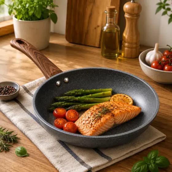 Frigideira Wok 24 20cm Revestimento Nanocerâmico Granito Verde Fogão a Gás Indução Vitrocerâmico