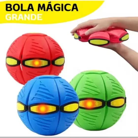 BOLA MÁGICA VOADORA MALUCA GRANDE ORIGINAL LED DISCO VOADOR FUTEBOL VÔLEI BRINQUEDO INFANTIL CRIANÇA PET MAGIC