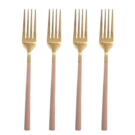 Talher De Sobremesa Garfinho Garfo Rose Gold Garfo Dourado 4 Peças Mesa