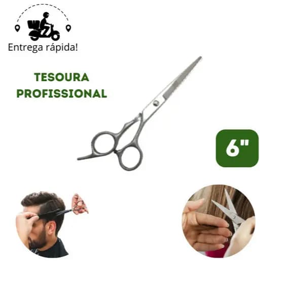 Tesoura Cabeleireiro Profissional 6" Aço Inoxidável para Cabelo Barbearia e Salão MC