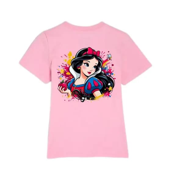 Camiseta Branca de Neve, Pequena Sereia, Sininho Infantil Juvenil Menina 100% Algodão Leve e Confotável