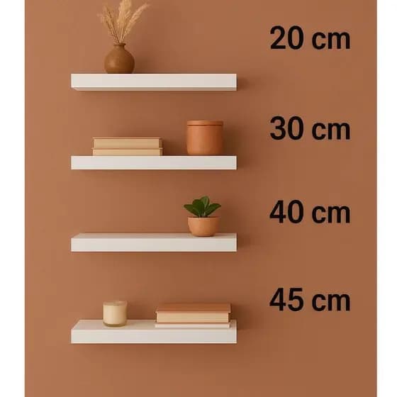 Prateleira MDF 10cm Branca – Kit com 4 Tamanhos (20cm, 30cm, 40cm e 45cm) boho Chic Rustico