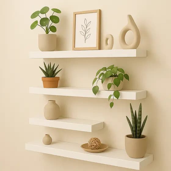 Prateleiras MDF Branco 15mm Kit Com 4Unid Nicho Multiuso Decoração Sala Cozinha Quarto Casa Fácil