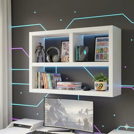 Nicho Expositor Estante de Parede Compacta para Coleções e Miniaturas Gamer para Jogos e Console