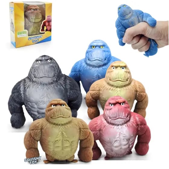 Brinquedo Macaco Squishy Kong Indestrutível Que Estica e Esmaga Antiestresse