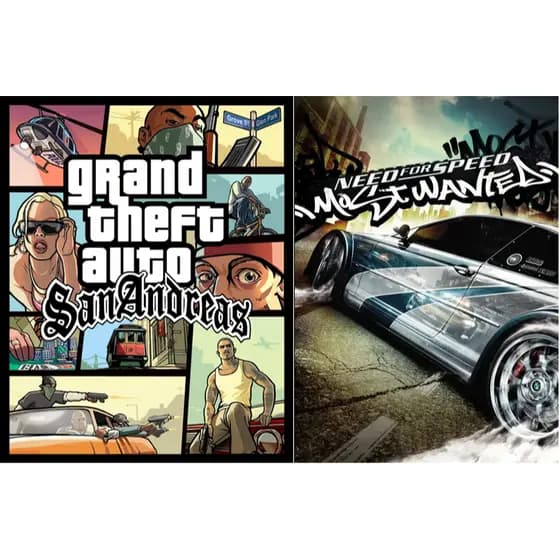 GTA San Andreas + Need For Speed Most Wanted Jogo Para Computador PC Em DVD (Mídia Física)