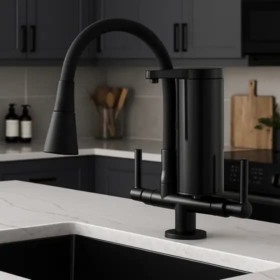 Torneira Gourmet com Filtro Integrado Preta Flexível 360° Bancada Luxo Cozinha