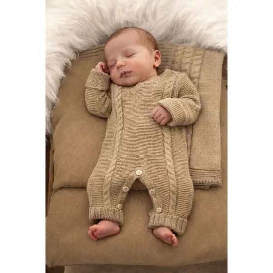 Saída Maternidade Tricot 2 Peças com Manta Tricot Trabalhado