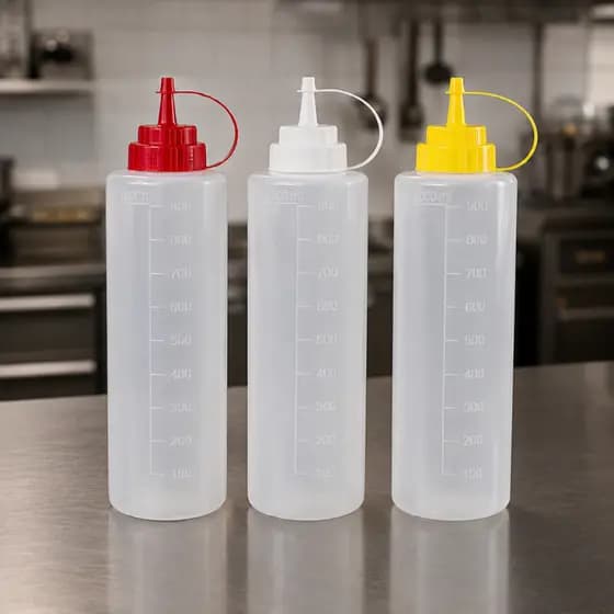 Kit 3 Bisnagas para Molho 1 Litro Profissional Ketchup Maionese Mostarda Flexível Transparente