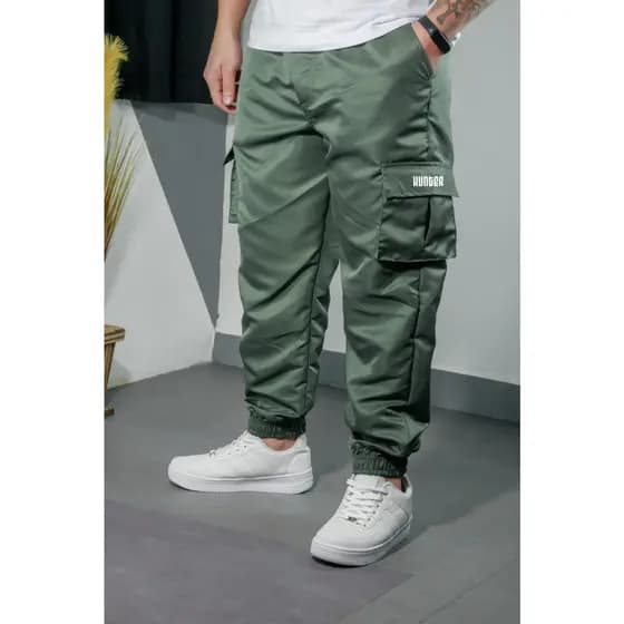 Calça Cargo Corta Vento Jogger Unisex Masculina Verde Skate