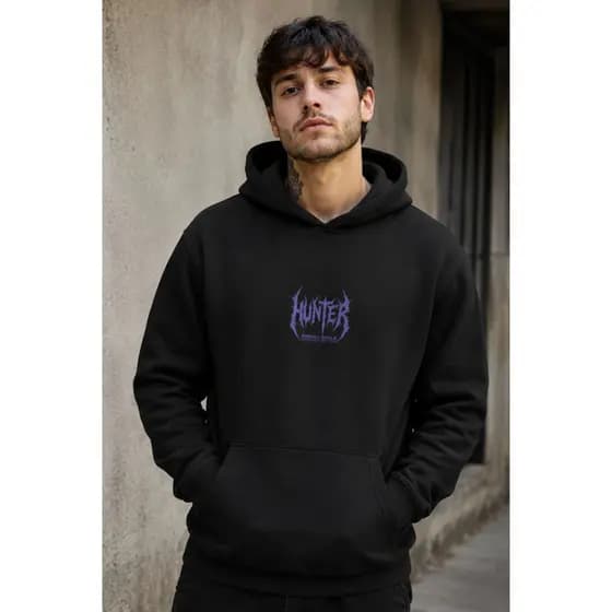Blusa Moletom Canguru Hunter Metal Unissex Algodão Liso