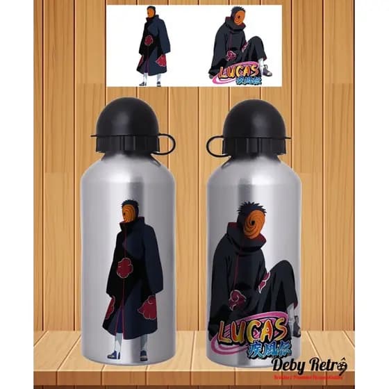 Garrafa de água Tobi Naruto com nome, Garrafinha infantil naruto, garrafinha escolar, garrafinha tobi, garrafinha personalizada com nome