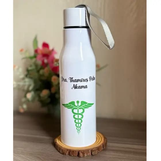 Garrafa térmica 500ml farmácia, Garrafa medicina, garrafa com alça