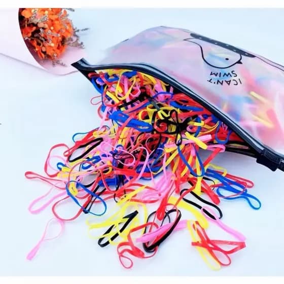 KIT ELÁSTICOS COLORIDOS PARA CABELO – 500 UNIDADES