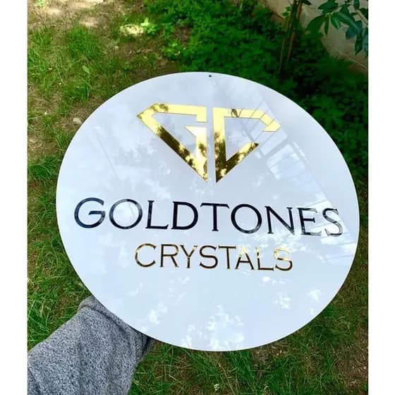 Placa Letreiro Redonda 3D em Acrílico com sua Logomarca