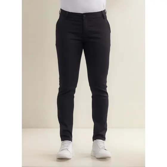 Calça Masculina Sarja Premium Preta Slim Fit | Social Casual Chino