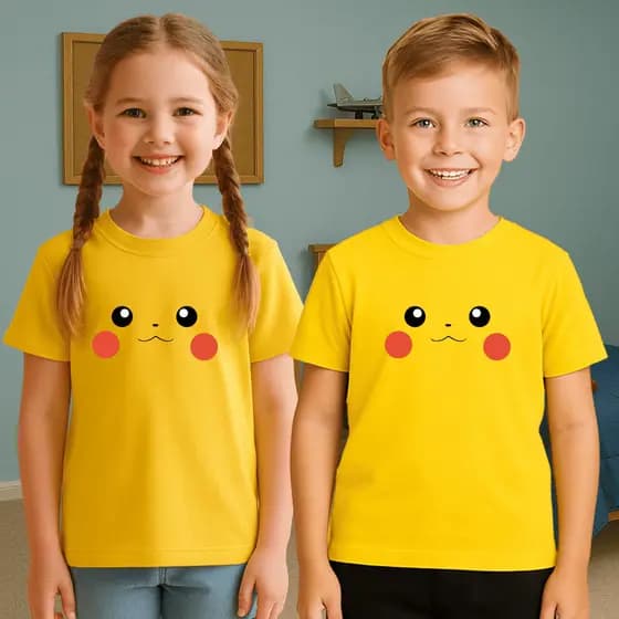 Camiseta Infantil Algodão Pokémon Pikachu Anime