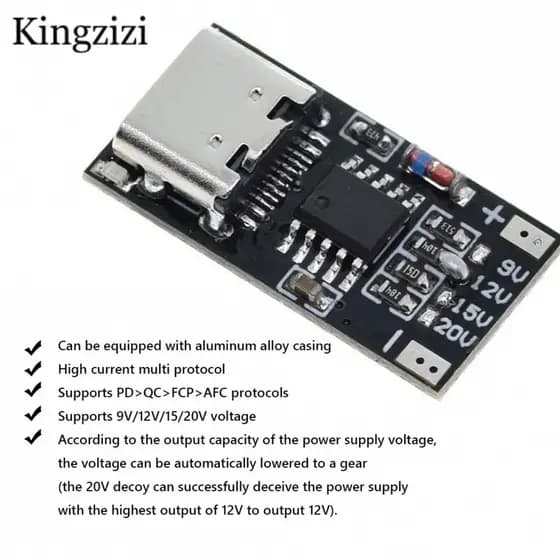 Placa De Chamariz PD/QC/AFC Tipo-C Módulo De Impulso USB 9V 12V 15V 20V Gatilho De Protocolo De Tensão De Carregamento R