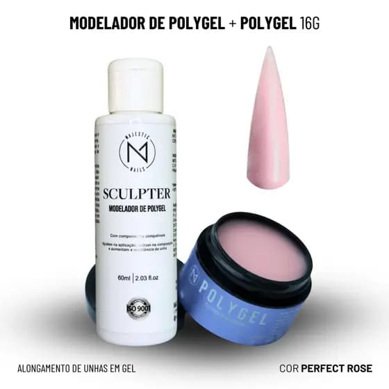 KIT Iniciante POLYGEL(6 cores) - 1 Polygel 16g + 1 Sculpter Modelador 60ml | Alongamento de unha gel