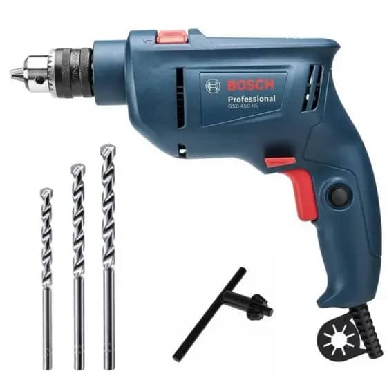 Furadeira de Impacto Bosch GSB 450RE 450w 3/8 + 3 Brocas p/ Concreto