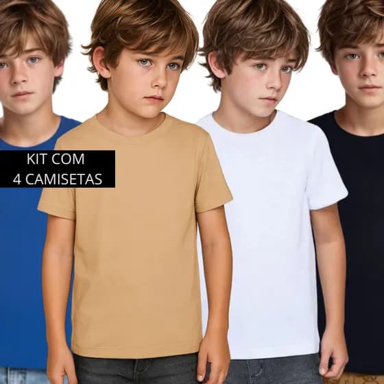 Camiseta Infantil Básica Lisa Algodão Cores Unissex Atacado Camiseta Escolar